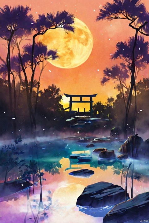  by ajimita, (score_9,score_8_up,score_7_up,score_6_up,score_5_up), ancient chinese style, 
The bright moon shines through the pine trees,
The clear stream flows over the stones