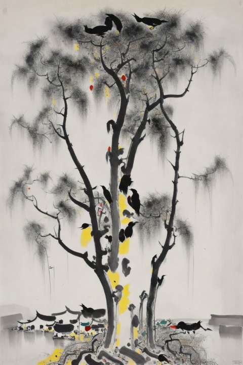 The withered vines, old trees, and cawing crows,wuguanzhong,abstract
