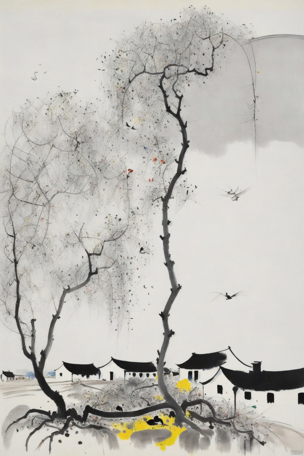 The withered vines, old trees, and cawing crows,wuguanzhong