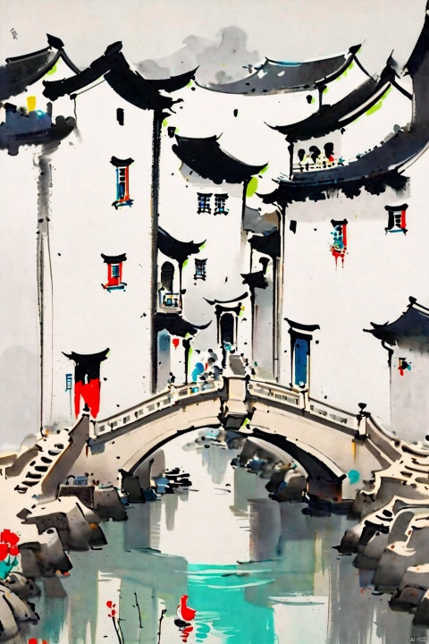 bridge,brook,home,wuguanzhong