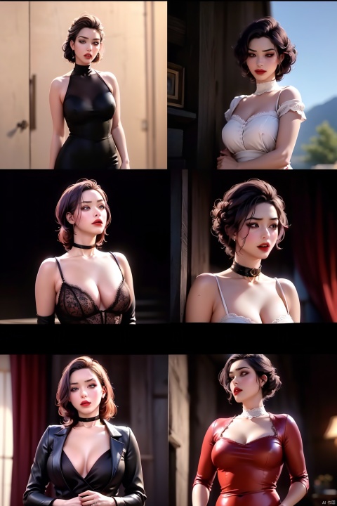  Dvd screengrab, from 1985 dark fantasy film, vintage style art, Kodachrome Photograph of a woman with pronounced hyper - feminine features designed to attract marriage - minded woman, hyper - realistic, high detail, realsitic shadow, cowboy shot, jumpsuits, lace, cleave, v shape collar, collarbone, , Kim Mi-Jung