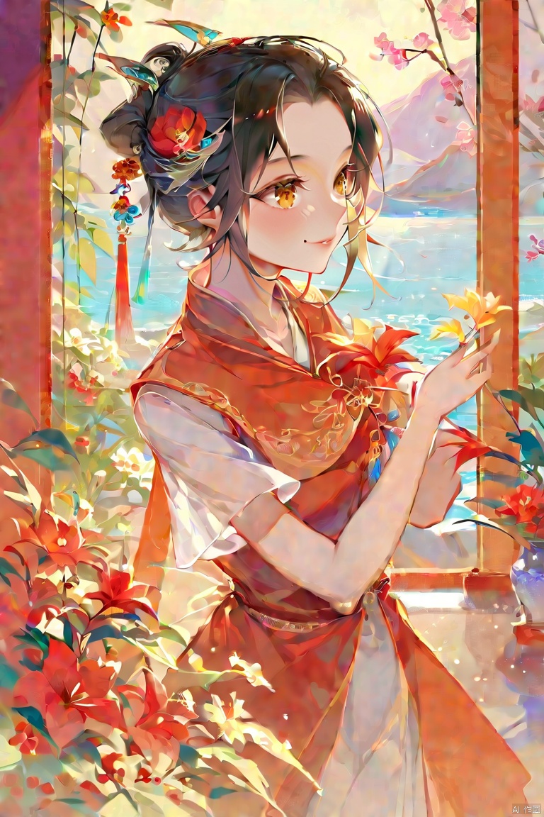 by akizero, portrait, photorealistic,amazing quality,highres, stunning color, radiant tones, best lighting and shadow, ultra-detailed, amazing illustration, an extremely delicate and beautiful,(score_9,score_8_up,score_7_up,score_6_up,score_5_up), ancient chinese style, Starting from tomorrow, be a happy person.
I have a house, facing the sea, with spring warmth and blooming flowers.
From tomorrow, What the flash of happiness told me,I will tell everyone.
Give each river and each mountain a warm name.
Strangers, I also bless you.
May you have a bright future.
May you and your lover end up together.
May you find happiness in the mortal world.
I only wish to face the sea, with spring warmth and blooming flowers.
