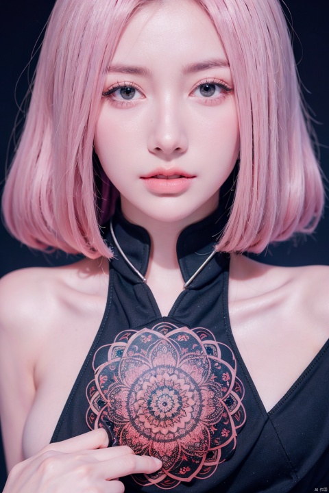 1girl,(((detailed background))), wallpaper,Parting art, mandala,shaos,pink tone color,Radial, streamlined,typing art,art design,burst,core