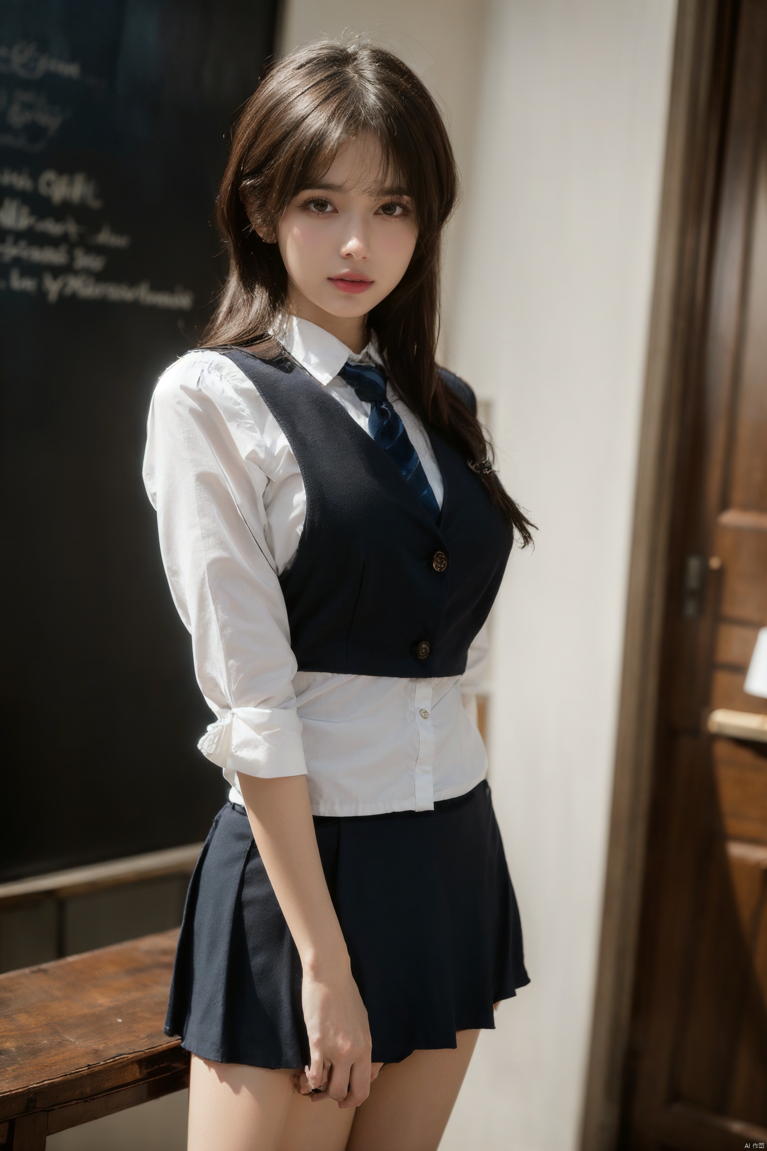  masterpiece,bestquality,realistic,8k,officialart,ultrahighres,school uniforms,1girl, depth of field