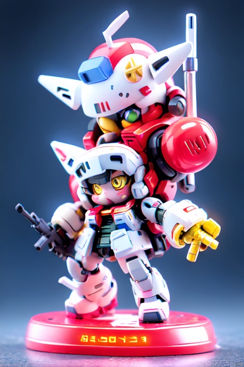  gdsj,robot,mecha,chibi,solo,no humans,weapon,v-fin,gun,holding,space,mobile suit,holding weapon,holding gun,beam rifle,clenched hand,science fiction,glowing,energy gun,glowingeyes,, ( figma:0.8)