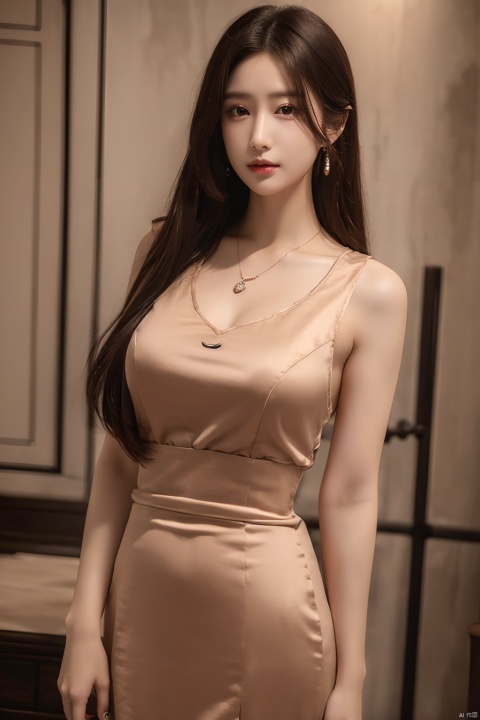 (photorealistic, best quality, ultra high res, extremely detailed eyes and face:1.3),(1girl, solo:1.3),skirt,jewelry,long_hair,necklace,earrings,perfect body,standing,large breasts,looking at viewer,chinese clothes,china dress,hanfu,