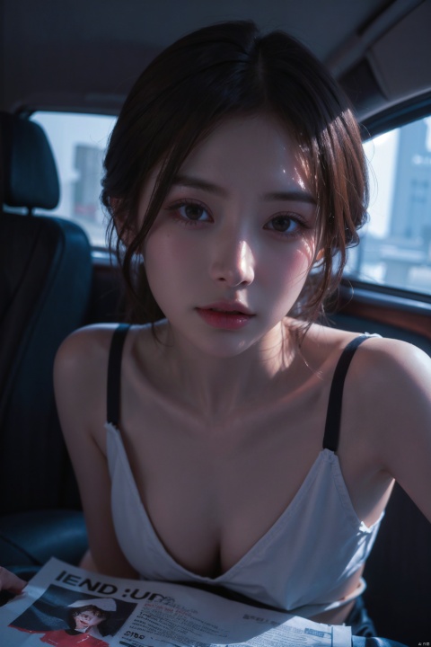 Realistic,Masterpiece,18 - year - old beautiful girl and monster,pearl - like eyes,extremely delicate facial depiction,heavy rain,crazy body movements,exaggerated perspective,poster,androgyny,fashion,dramatic lighting,strong tones,distortion style,32k UHD,chinese girls,(full_body:1.1),phone_screen, 