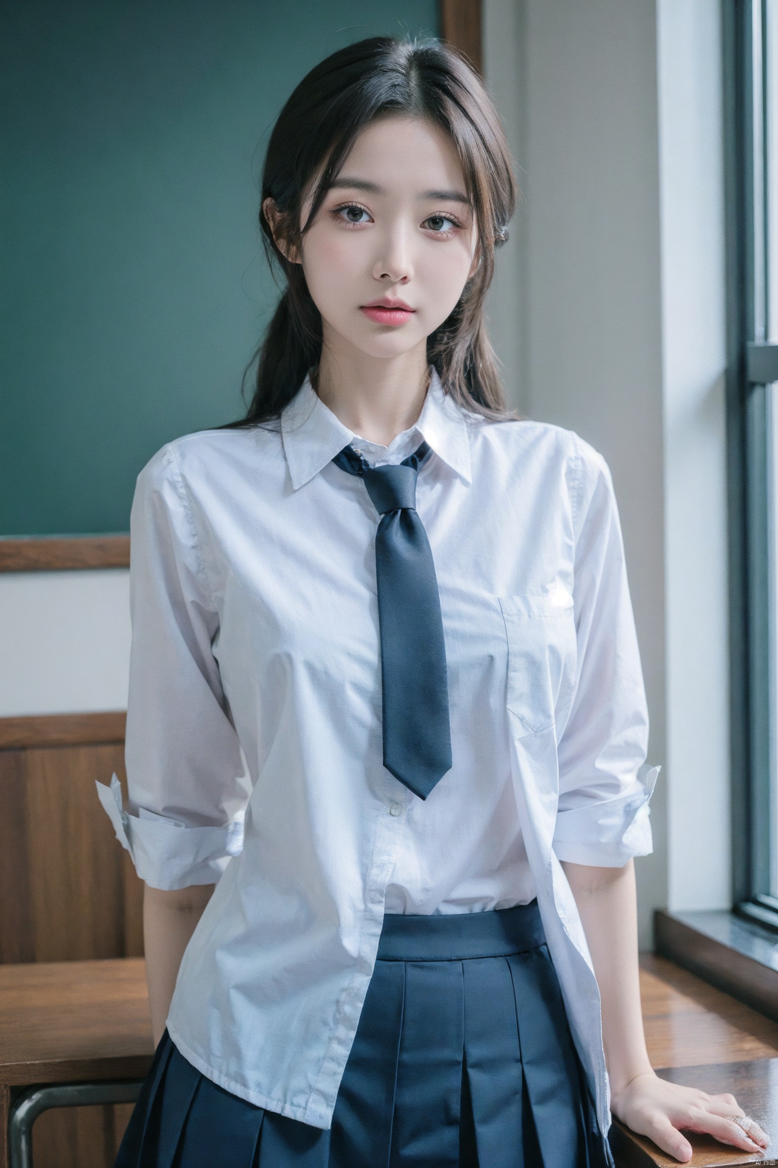  masterpiece,bestquality,realistic,8k,officialart,ultrahighres,school uniforms,1girl, depth of field