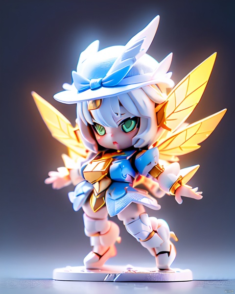  gdsj,(Full body photo),1 Transparent cute fairy,(Exquisite hat:1.2),Fantasy glow,clean,white background,(Raytracing, HDR, Reasonable design, High detail, Masterpiece, Best quality, Ultra HD),light blueuniform,, ( figma:0.8)