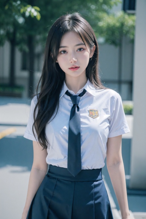  masterpiece,bestquality,realistic,8k,officialart,ultrahighres,school uniforms,1girl, depth of field