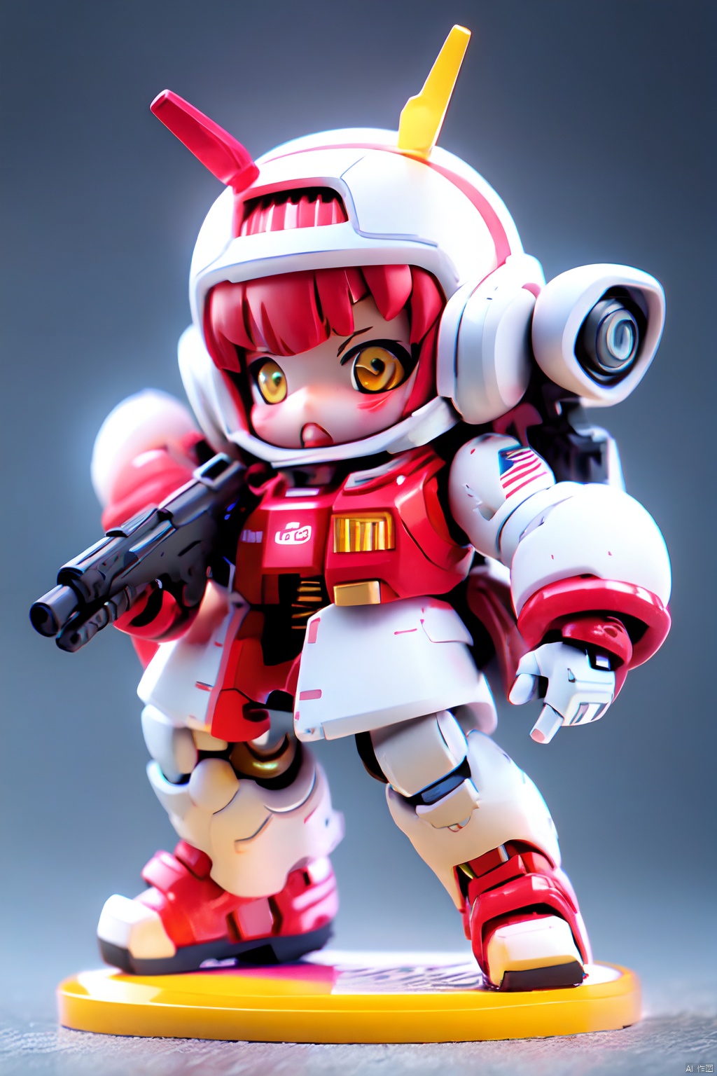  gdsj,robot,mecha,chibi,solo,no humans,weapon,v-fin,gun,holding,space,mobile suit,holding weapon,holding gun,beam rifle,clenched hand,science fiction,glowing,energy gun,glowingeyes,, ( figma:0.8)