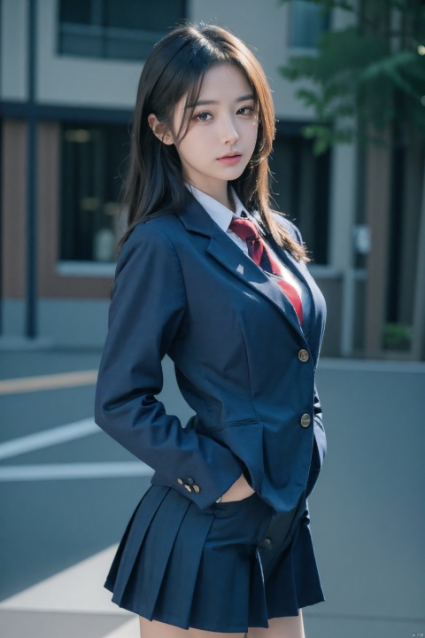  masterpiece,bestquality,realistic,8k,officialart,ultrahighres,school uniforms,1girl, depth of field