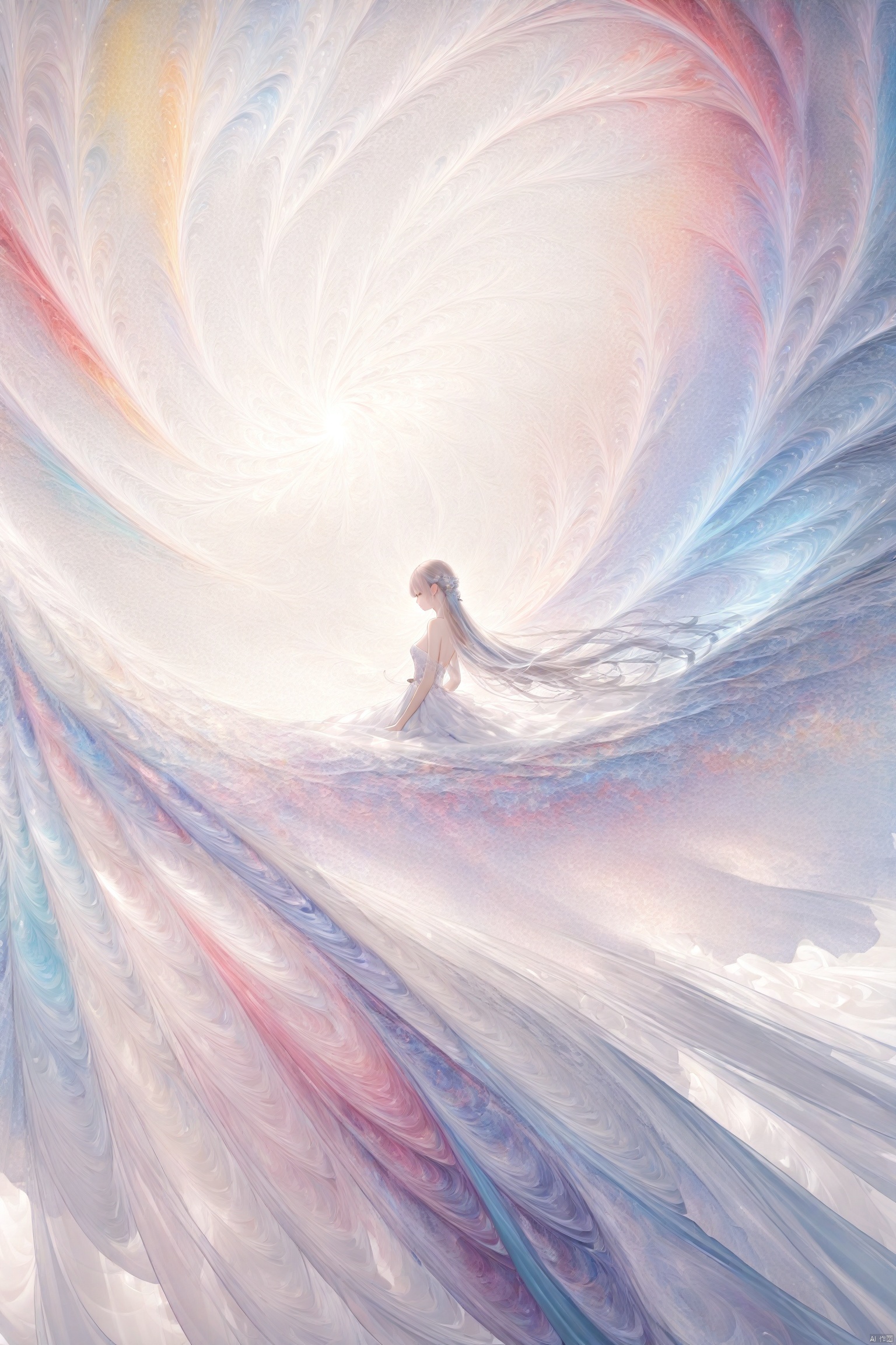 Official art, 8k wallpaper, super detailed, beautiful and beautiful, masterpiece, best quality, (fractal art: 1.3), lines, illustration, 1 girl head, white background, very detailed, bright colors, romanticism, mtianmei, TT,TT