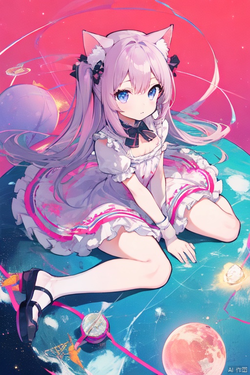  gts,1girl, cat ears,pink color frilled dress :1.4,giantess,space background,proving earth is round,wariza on earth,wariza ,looming,aerial view:1.3,full body
,oppai loli:1.4,kawaii,