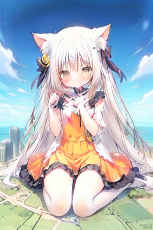  gigagts, wariza,1girl, cat ears,orange frilled dress, giantess,gigagts,white_thighhighs,city under legs,proving earth is flat,skyline,day,giantess
proving earth is flat,horizon,day,wariza,loli,kawaii,
