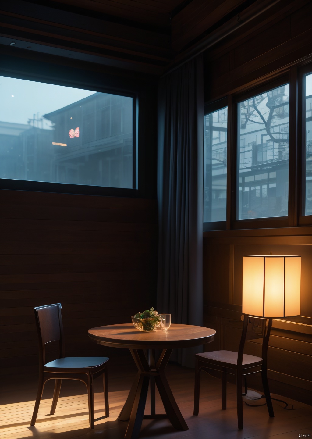  zen,There is a table in the room with a lamp on it, 3ds max+vray, building visualization, black vertical Flat noodles wood, octane rendering h 1024, vray 4k rendering, vue rendering, building finishes, high-resolution movie rendering 100k, volume lighting - h 7 6 8, 8k renderer, super realistic renderer vrray, v-ray 8k uhd, Asian interior decoration Chinese traditional texture, vray render 4k, Lumion pro rendering, Vray tracing,high detail,extremely detailed, best quality, masterpiece, high resolution, Photorealism, Hyperrealistic, Realistic, 8Kcorona render, octane render, 3ds maxzen