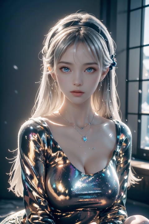  Girl, realistic,(Best quality, 8k, 32k, Masterpiece, UHD:1.2),beautiful big eyes, round eyes, pretty face, heart-shaped face, from front, best quality, ((realistic)), high quality, ultra detailed, ((Real picture)), (((realistic skin)), ((realistic) ratio, sidelighting (1.2), realistic, [(detailed face:1.2)], shiny eyes, looking at viewer, delicate,high quality, colorful, (photography, photorealistic:1.1), (perfect face:1.4), dynamic angle, movie lighting, portrait, high definition image quality, sexual, the perfect body,beautiful body,(rar photo, best quality), (realistic, realistic:1.3), clean, masterpiece, fine detail, ultra-fine section, high definition, (best shadow), ((best quality)), (real), (masterpiece), absurdres, realistic, 1girl, goddess, very long hair, silver hair, white hairband, heels, sweater, sweater, sweater, high, sweater breech, necklace, snowy day, baroque church,


 Highest picture quality, masterpiece, exquisite CG, exquisite and complicated hair accessories, big watery eyes, highlights, natural light, Super realistic, cinematic lighting texture, absolutely beautiful, 3D max, vray, c4d, ue5, corona rendering, redshift, octane rendering, （Show whole body）, （all body）, ((poakl)), hy, hologram girl, Light master, Sky Fantasy