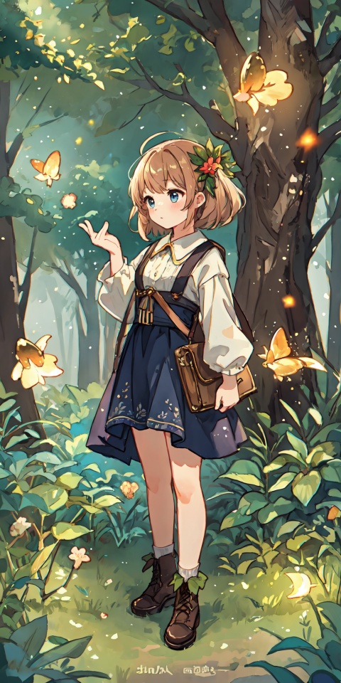 masterpiece, best quality, high quality,extremely detailed CG unity 8k wallpaper, An enchanting and dreamy scene of a fantasy forest, (with towering trees), glowing mushrooms, and hidden fairy glens, creating a sense of mystique and enchantment, BREAK, (1 cute girl, solo, chasing fireflies:1.5, full body), artstation, digital illustration, intricate, trending, pastel colors, oil paiting, award winning photography, Bokeh, Depth of Field, HDR, bloom, Chromatic Aberration ,Photorealistic,extremely detailed, trending on artstation, trending on CGsociety, Intricate, High Detail, dramatic,watercolor