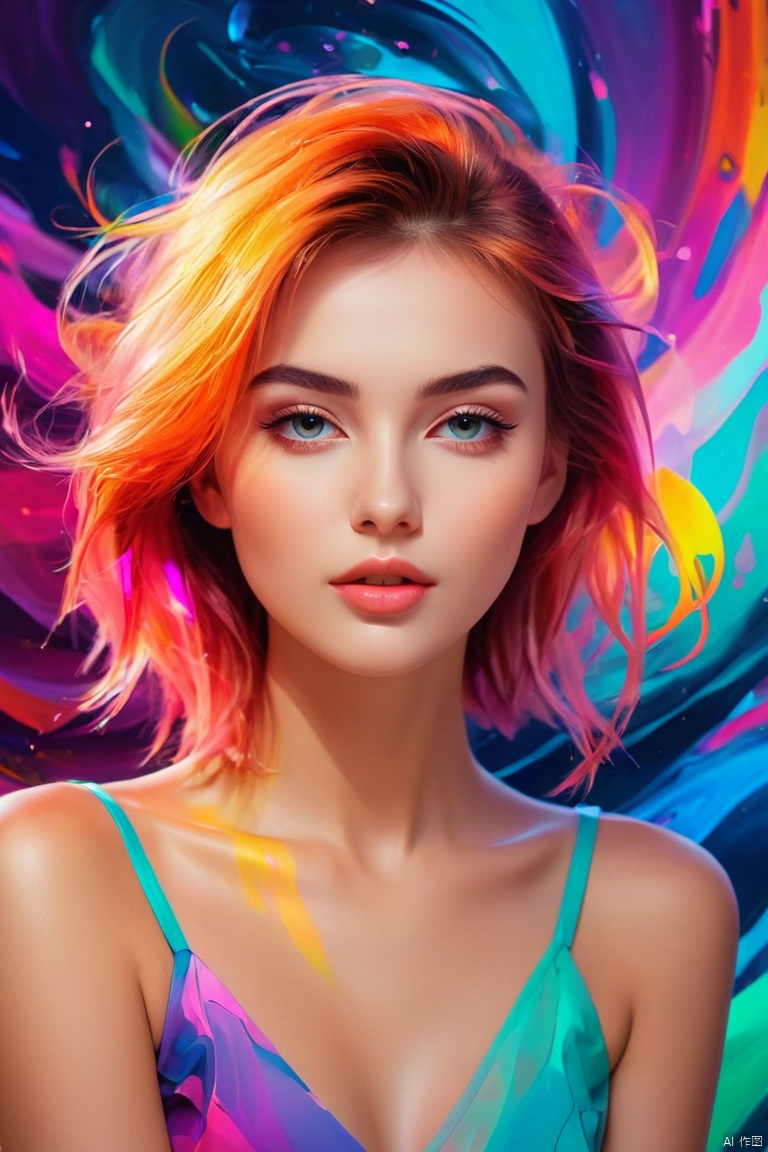Passionate modern model slender girl, romantic face, sensual atmosphere, Light bright colors, digital painting, abstract glowing background, more brightness, abstract_girl, crazy_toxic_girl, 