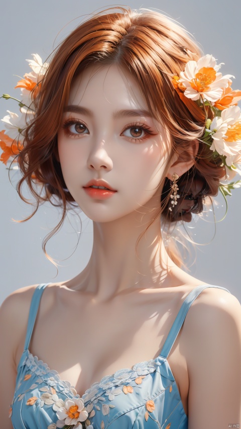  Best quality + masterpiece + Extremely high resolution +1 loli+ looking at the audience + detailed face + orange hair + deep eyes + dress + full bodyimage,,, masterpiece, best quality, mtianmei, mpaidui,