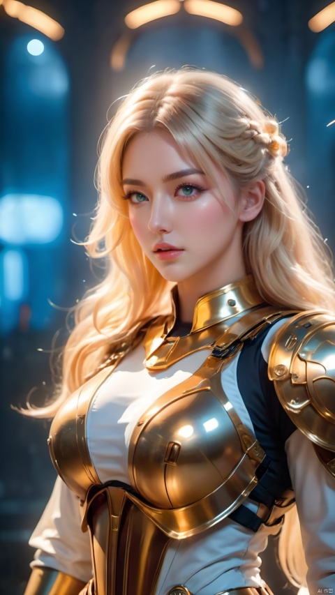 game potrait of Gorgeous goddess Athena with blonde hair, attractive, charming body, radiant, grace, battle suit ,domineering,dominant_female, big_breasts, 4k,High detailed, beauty, amazing, no head wear