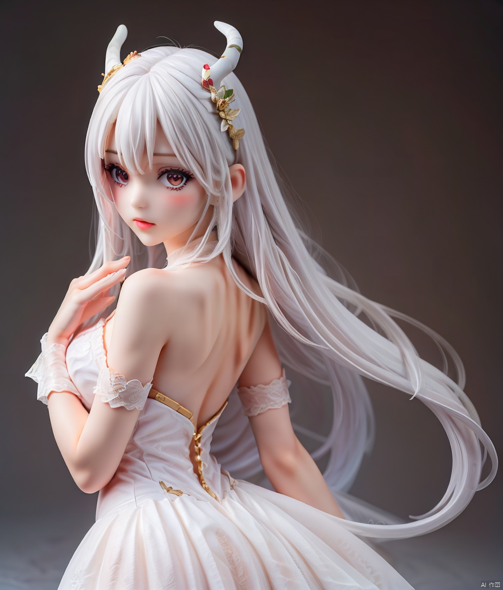  1girl, solo, yinyou, Fluorescent antlers,yinyou color, qingsha, faxa, dress, ( figma:0.8), hair