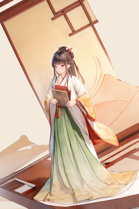  technique, The screen adopts the style of the Song Dynasty in China, The screen apply elements related to the Song Dynasty in China, Chinese style light watercolor, low angle shooting, 1girl, solo, painting, hanfu, HUBG_CN_illustration,moyou, Asian girl, , chinese paiting, jijianchahua, guoflinke, 3d