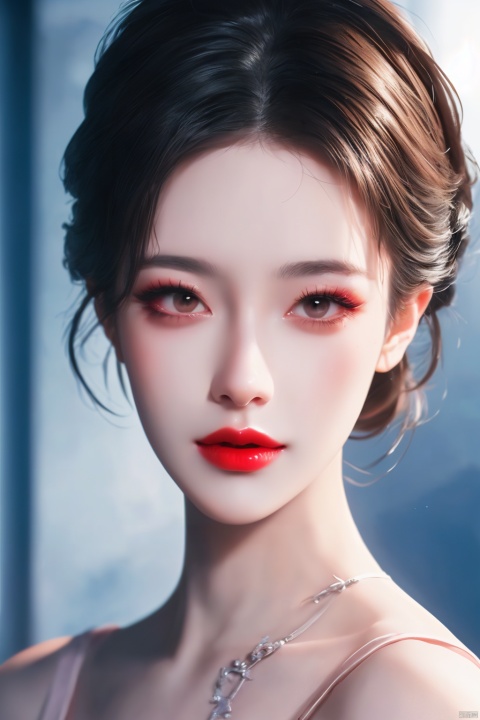  beauty  , quality, eyelashes,red lips,makeup, depth of field, light, illustration
