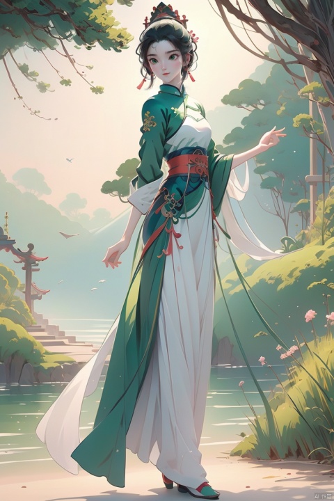  green buds line the shore. , guoflinke, (\ji jian\), 1girls, 3d,
illustration, catwalk, painting, (\meng ze\)