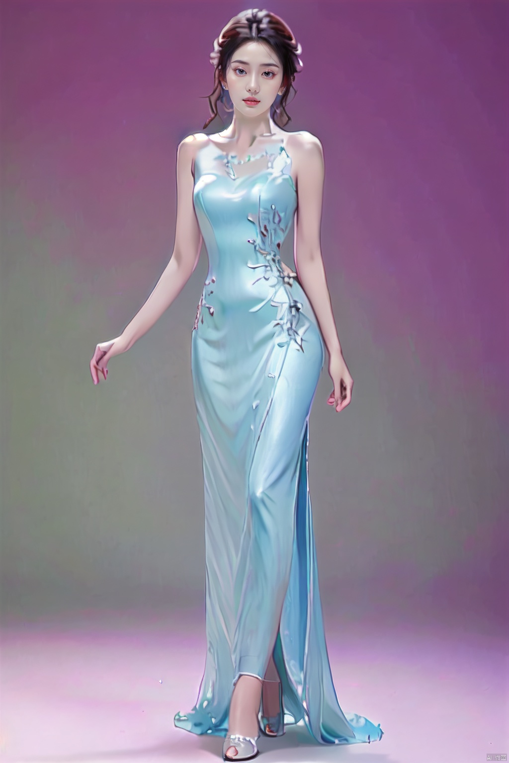  beauty. dreamlike light,fullbody,basic_background,, (\meng ze\), Liuli,fushi dress