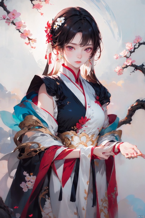 Best quality, masterpiece, photorealistic, 32K uhd, official Art,
1girl, dofas, solo, dofas, , mugglelight, puregirl, illustration, master work, high definition, ultra clear。red and white gradient,  Arien view, photography, jijianchahua,flower shadow