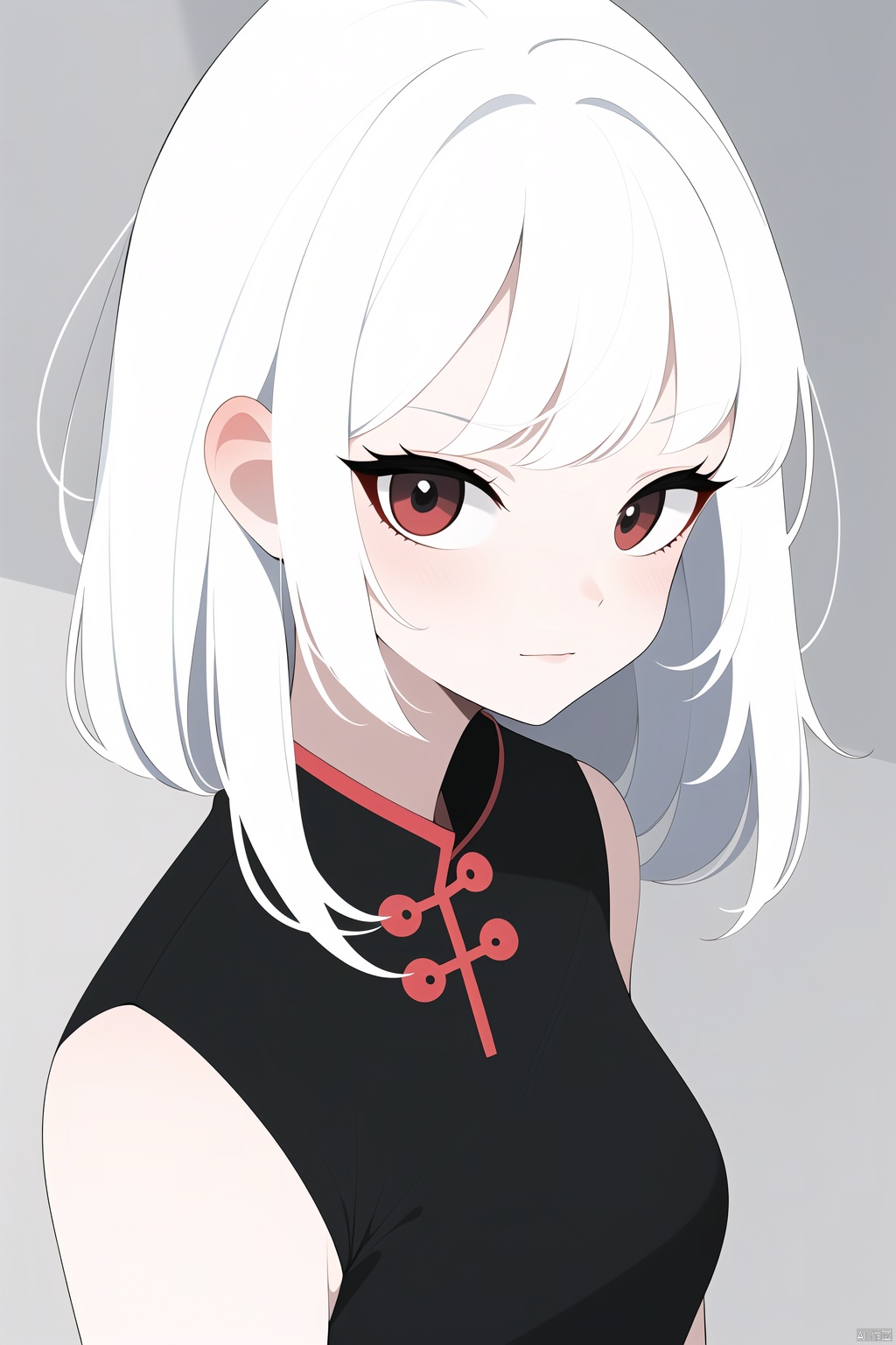 anancq,a girl,red cheongsam,white hair, Liuli,face,jjmx