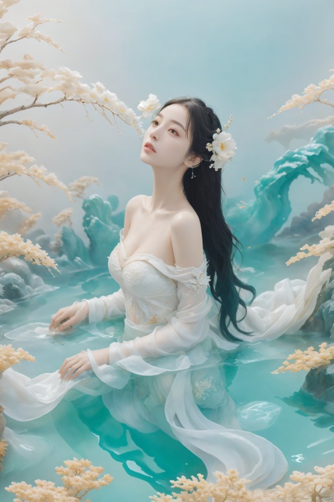 Oil painting, a girl wearing gauze, pure white skin, bare shoulders, body, shape, close-up, floral background, fashion, minimalism, extremely detailed, absurd, (colored), abstract background, fractal, (flower) exquisite visual effects, outdoor, grassland, fog, exquisite visual effects, super bright, colored background, high-definition, artistic calligraphy and ink, abstract, rich and colorful colors, beauty, color, clarity, mystery, Oil painting, soft colors, art, amazing depth, super details, masterpieces of engineering leaders, strategic planning, rich and colorful, peaceful visual effects, art's super details, texture and best quality, masterpieces, super details, perfect composition, best image quality, super-resolution, surrealism, dreamlike realism, dreamlike creation, terrifying color schemes, surrealism, abstraction, psychedelic, (8k, RAW photo, best quality, masterpiece: 1.2), (realistic, photo fidelity: 1.37), 4k texture, HDR, complex, highly detailed, clear focus, soothing tones, maze details, crazy details, complex details, HDR,