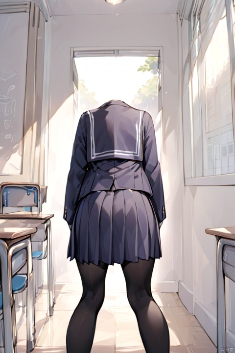 invisible person,1girl,school uniform,from front,inside,from behind,masterpiece,