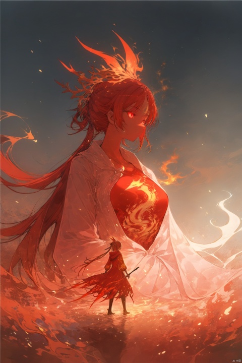  Detailed complex chaotic seascape red burning light mysterious silhouette of phoenix,fung-hwang,UV-reactive, red light art concept by Waterhouse, Carne Griffiths, Minjae Lee, Ana Paula Hoppe, Stylized florescent art, Intricate, Complex contrast, HDR,OverallDetail, mineral color painting