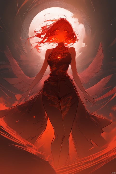  Detailed complex chaotic seascape red burning light mysterious silhouette of phoenix,fung-hwang,UV-reactive, red light art concept by Waterhouse, Carne Griffiths, Minjae Lee, Ana Paula Hoppe, Stylized florescent art, Intricate, Complex contrast, HDR,OverallDetail