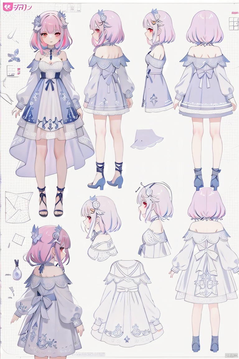  ((ultra-detailed)), (illustration), (detailed light), (an extremely delicate and beautiful),(setting diagram,character design drawing, character profile, reference sheet,(clothes configuration:1.15)), (infographic:1.2),((solo)),(a beautiful girl:1.3),red eyes,colorful ink hair, expressionless,(galaxy adorns beautiful colorful ink dress),