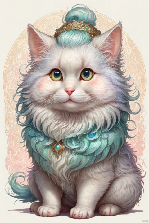  fantasy world view, Adorable animal solo,,fictional , Creatures with pastel colored hair, fluffy, Plump, round eyes, (best quality, perfect masterpiece, Representative work, official art, Professional, byyue, high details, Ultra intricate detailed:1.3)
