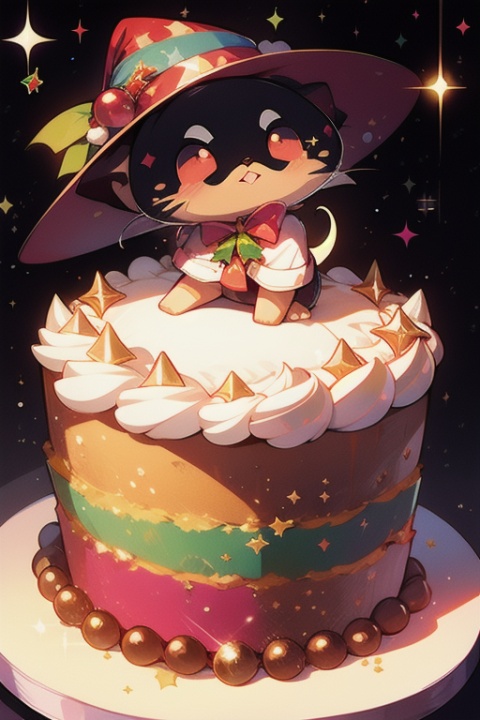 NyanCat,sparkle,1girl,Christmas,cake