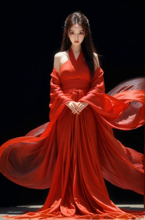  High detailed, masterpiece, A girl, Half-body close-up, solo, female focus：1.35, Tears in the eyes, [Shed tears], widow's peak, Long hair drifting away：1.5, Red, Hanfu|kimono）, /, Suspended red silk：1.35, BREAK, fine gloss, full length shot, Oil painting texture, (Black Background: 1.3), bow-shaped hair, 3D, ray tracing, reflection light, anaglyph, motion blur, cinematic lighting, motion lines, Depth of field, ray tracing, sparkle, vignetting, UHD, 8K, best quality, textured skin, 1080P, ccurate,upper body ,  xinjiang, xinjiang