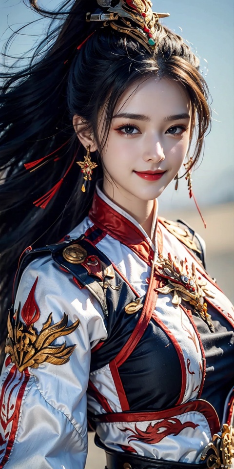  cowboy shot,(Good structure), DSLR Quality,Depth of field,kind smile,looking_at_viewer,Dynamic pose,,
High quality, masterpiece, 1girl, white armor, jiujiu