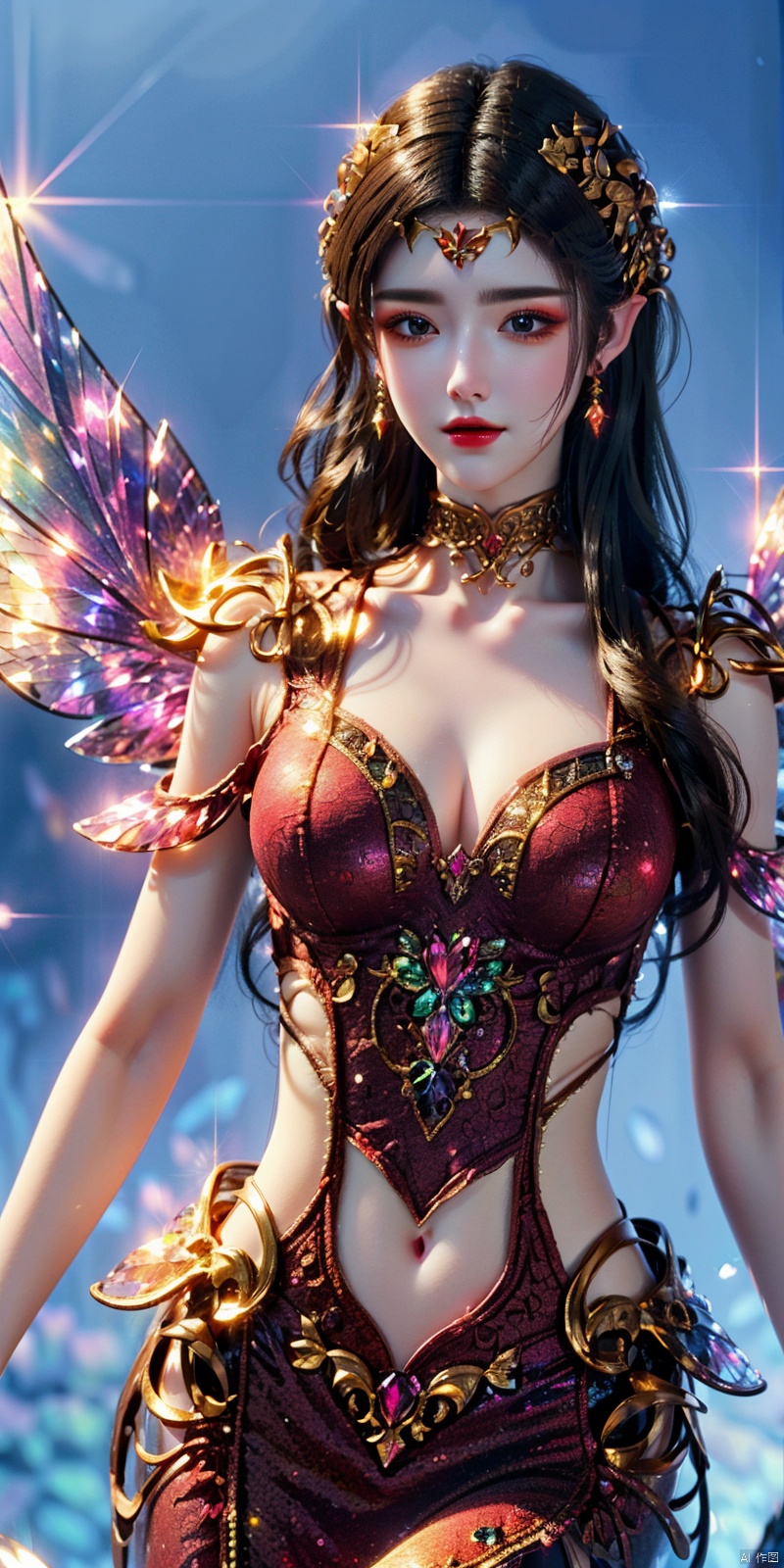  ,cowboy_shot ,best quality,highly detailed,masterpiece,ultra-detailed,illustration,solo,an extremely delicate and beautiful,8k_wallpaper,extremely detailed,an extremely delicate and beautiful girl,world masterpiece theater,dynamic angle,focus_on_face,,1girl,multiple_girls

Enchanting mermaid with iridescent scales and flowing seafoam hair, swimming gracefully in a crystal-clear ocean, surrounded by colorful coral reefs and mystical underwater creatures, creating a sense of wonder and mystery, captured in a dreamy and ethereal watercolor painting., cute girl, , crystal_dress , crystal , wings , , 1girl,kind smile, meidusha, ((poakl))