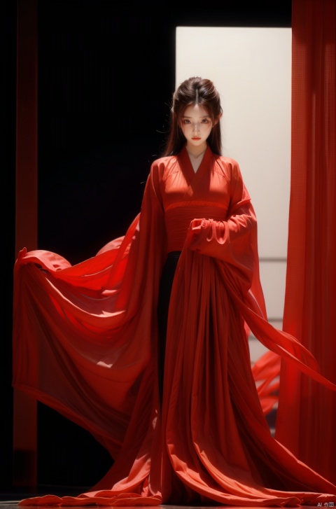  High detailed, masterpiece, A girl, Half-body close-up, solo, female focus：1.35, Tears in the eyes, [Shed tears], widow's peak, Long hair drifting away：1.5, Red, Hanfu|kimono）, /, Suspended red silk：1.35, BREAK, fine gloss, full length shot, Oil painting texture, (Black Background: 1.3), bow-shaped hair, 3D, ray tracing, reflection light, anaglyph, motion blur, cinematic lighting, motion lines, Depth of field, ray tracing, sparkle, vignetting, UHD, 8K, best quality, textured skin, 1080P, ccurate,upper body , xinjiang, xinjiang