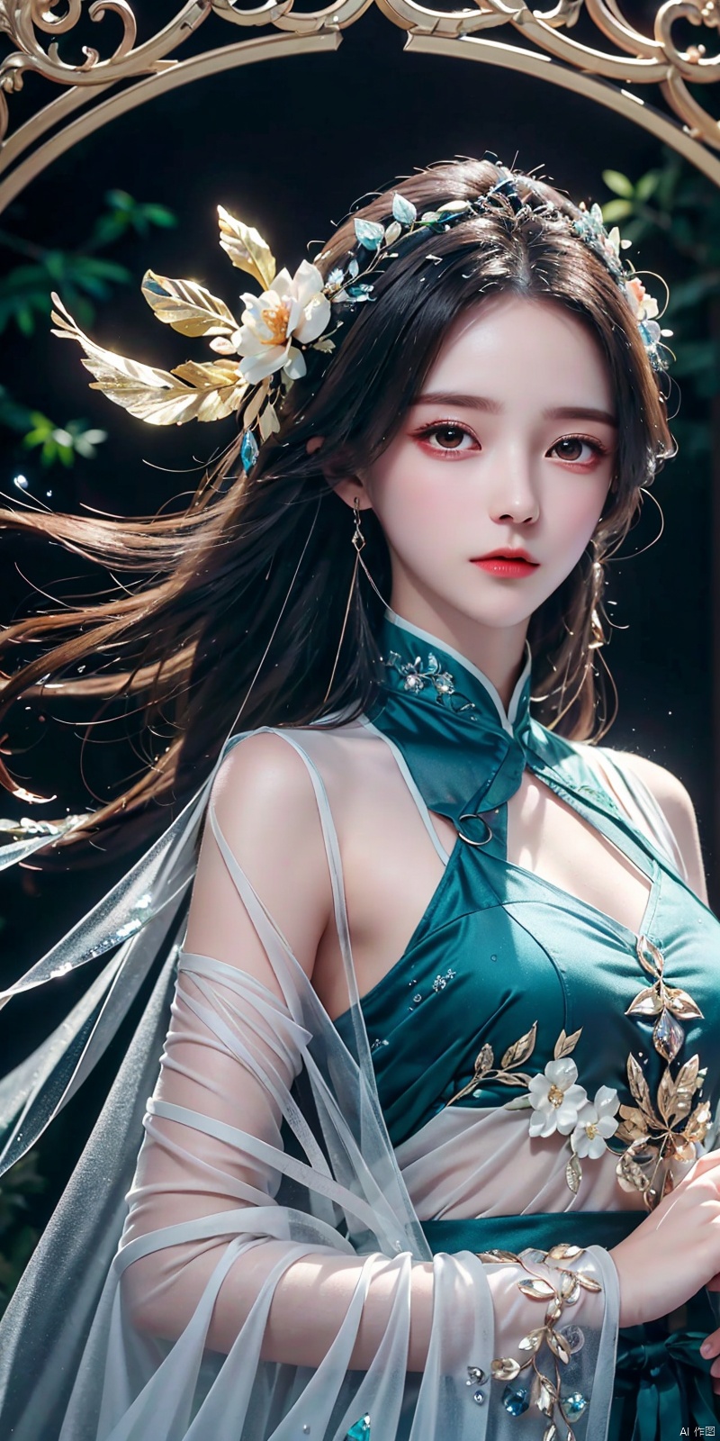  1girl,hanfu,,((water drops)),wet clothes,((beautiful detailed water)),((floating)),dynamic angle,(((crystals texture Hair))),((beautiful detailed glass hair)),((glass shaped texture hand)),((crystallize texture body)),gem body,hands as clear as jewels,crystallization of clothes,((crystals texture skin)),sparkle,lens flare,light leaks,broken glass,detailed glass shaped clothes,beautiful detailed gemstone sky,gemstone sea,crystals texture flowers,((detailed crystallized clothing)),beautiful detailed glow, (detailed ice), beautiful detailed water, ruhua, , ((poakl)), liushen