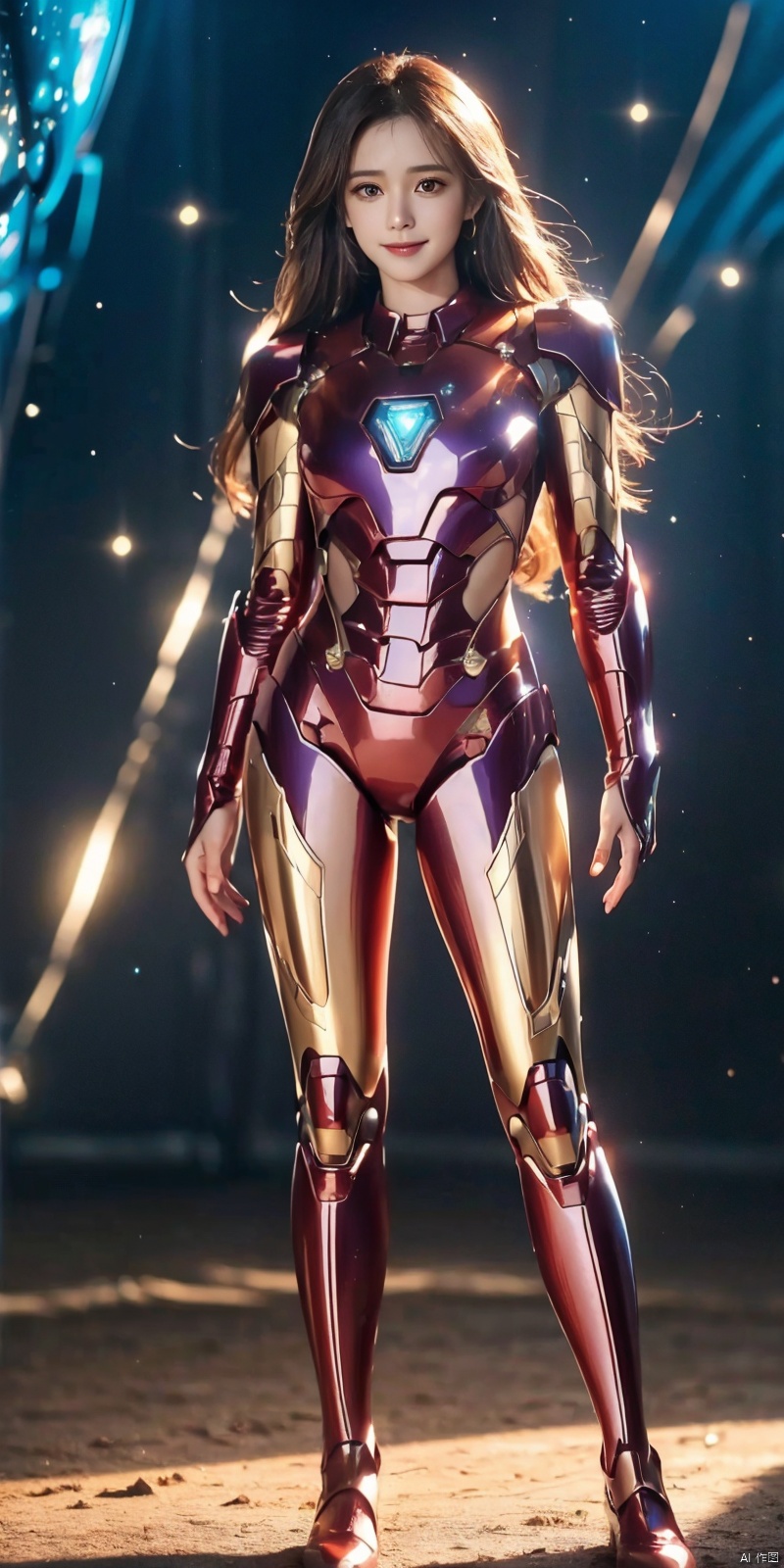  (Good structure), HDR, UHD, 8K, A real person, Highly detailed, best quality, masterpiece, 1girl, realistic, Highly detailed, (EOS R8, 50mm, F1.2, 8K, RAW photo:1.2), ultra realistic 8k, (best illumination, best shadow, extremely delicate and beautiful), (official art, beautiful and aesthetic:1.2), ,gangtiexia,,solo,standing,armor,((purple of power armor)),glowing,male focus, solo, 1girl, , long hair, Wind, flowing hair, kind smile, (perfect body),
full body, Wind, flowing hair, kind smile,((Cosmic starry sky, starry background)) , pose for picture, , looking_at_viewer,, as sky, xuxin, ((poakl))