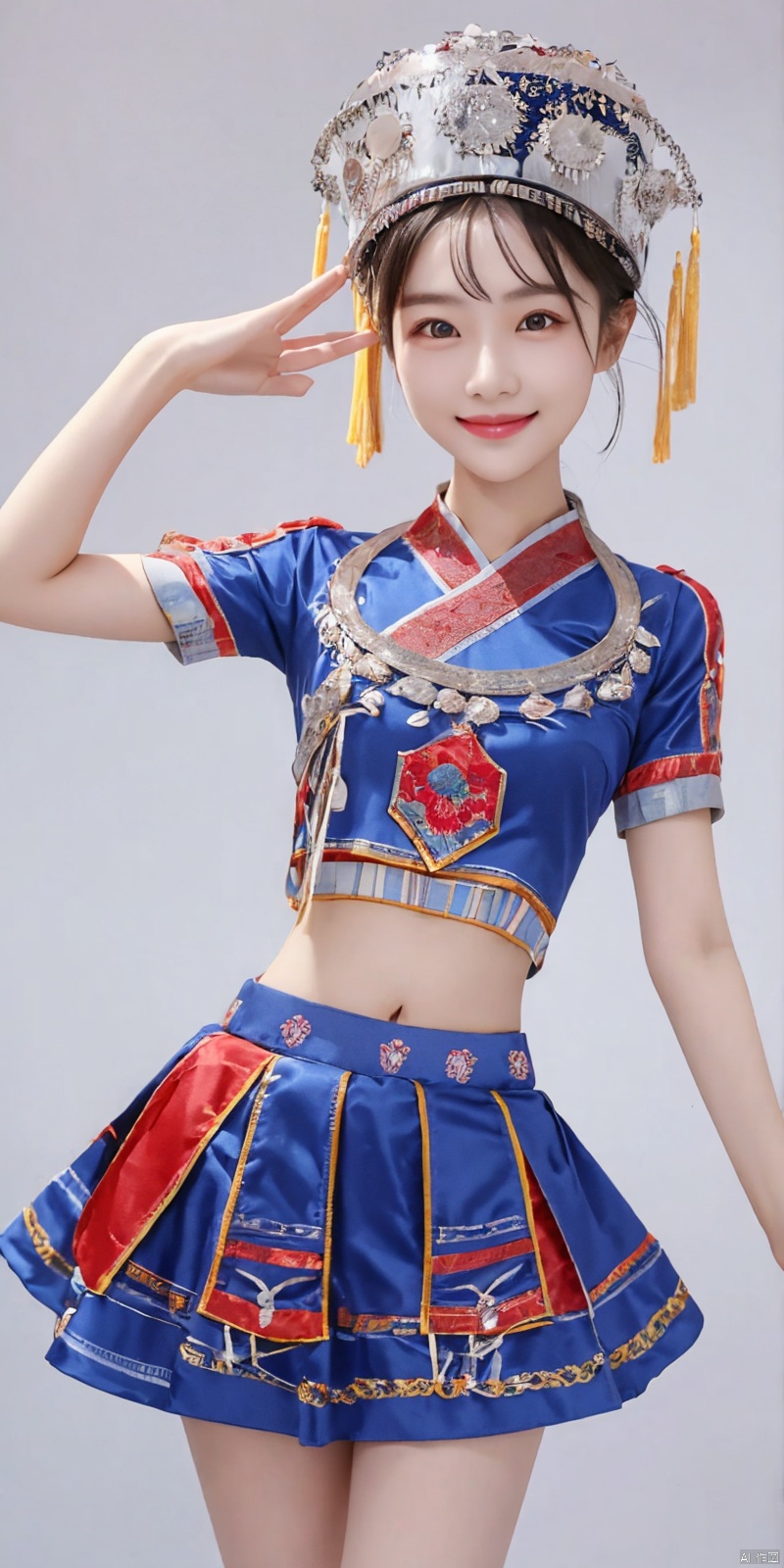  (Good structure), DSLR Quality,Depth of field ,looking_at_viewer,Dynamic pose, , kind smile,1girl ,
zhuangzu, 1girl, solo, skirt, hat, midriff , lianmo