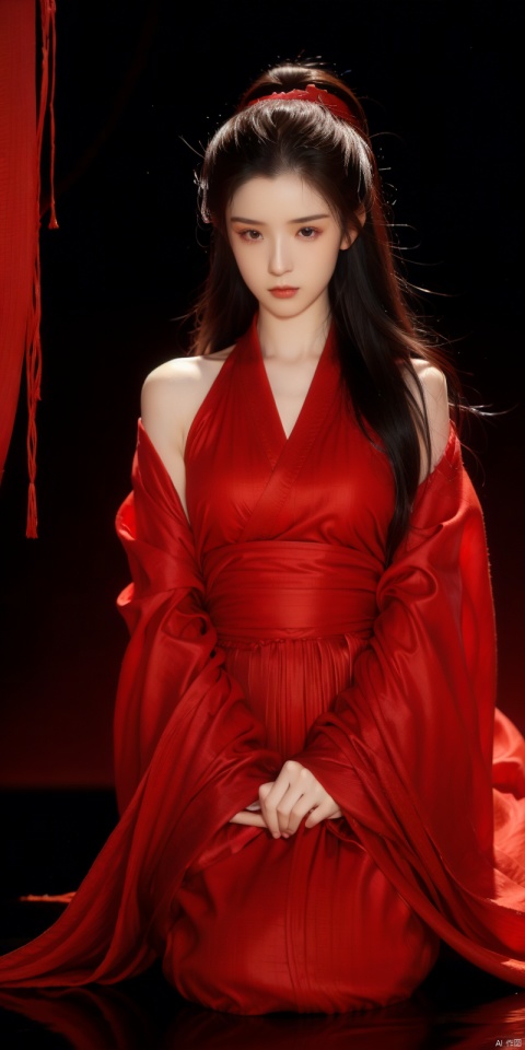  High detailed, masterpiece, A girl, Half-body close-up, solo, female focus：1.35, Tears in the eyes, [Shed tears], widow's peak, Long hair drifting away：1.5, Red, Hanfu|kimono）, /, Suspended red silk：1.35, BREAK, fine gloss, full length shot, Oil painting texture, (Black Background: 1.3), bow-shaped hair, 3D, ray tracing, reflection light, anaglyph, motion blur, cinematic lighting, motion lines, Depth of field, ray tracing, sparkle, vignetting, UHD, 8K, best quality, textured skin, 1080P, ccurate, 1girl, hanikezi
