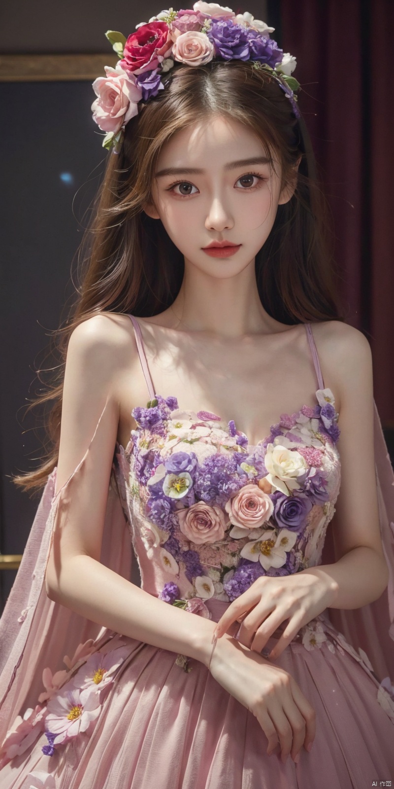  DSLR, (Good structure), HDR, UHD, 8K, A real person, Highly detailed, best quality, masterpiece, 1girl, realistic, Highly detailed, (EOS R8, 50mm, F1.2, 8K, RAW photo:1.2), ultra realistic 8k, 

flower,purple rose,purple flower,hair flower,hair ornament,
, , weddingdress, , whitedress, , angel