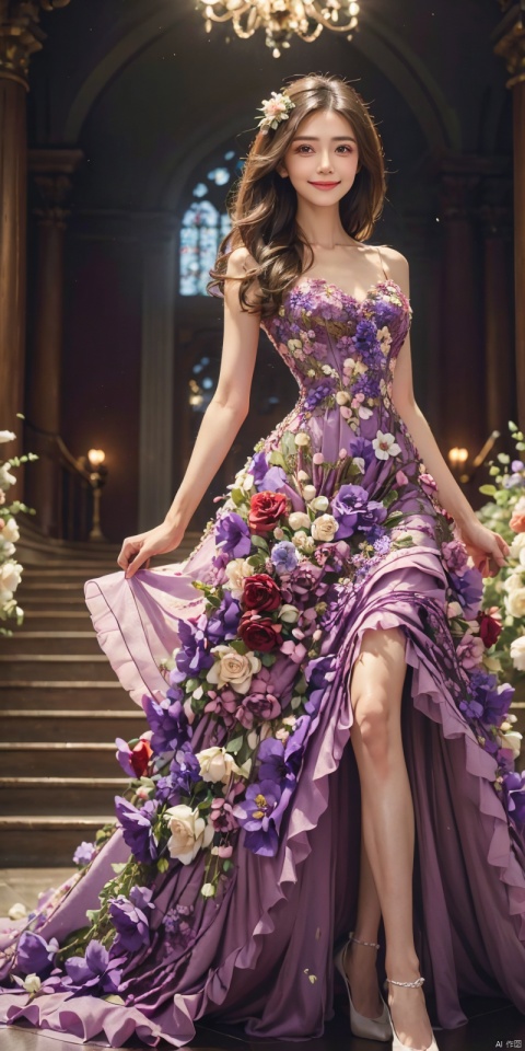  best quality, masterpiece, cowboy_shot,(Good structure), DSLR Quality,Depth of field,kind smile,looking_at_viewer,Dynamic pose, 

flower,purple rose,purple flower,hair flower,hair ornament,
, , weddingdress, , whitedress, ,, dress, yuanyuan,red dress