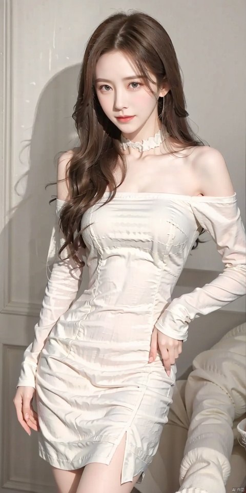  1girl, solo,blue eyes, long hair,smile,holding flower, holding, rose, dress, petals, hair ornament, long sleeves, white hair, on back, white dress, looking at viewer, choker, parted lips, bare shoulders,off shoulder, black choker, hair flower, off-shoulder dress, very long hair, collarbone, puffy long sleeves, puffy sleeves, hair between eyes,dofas, crystal,qianjin, christmas, nike, sunyunzhu, blackpantyhose